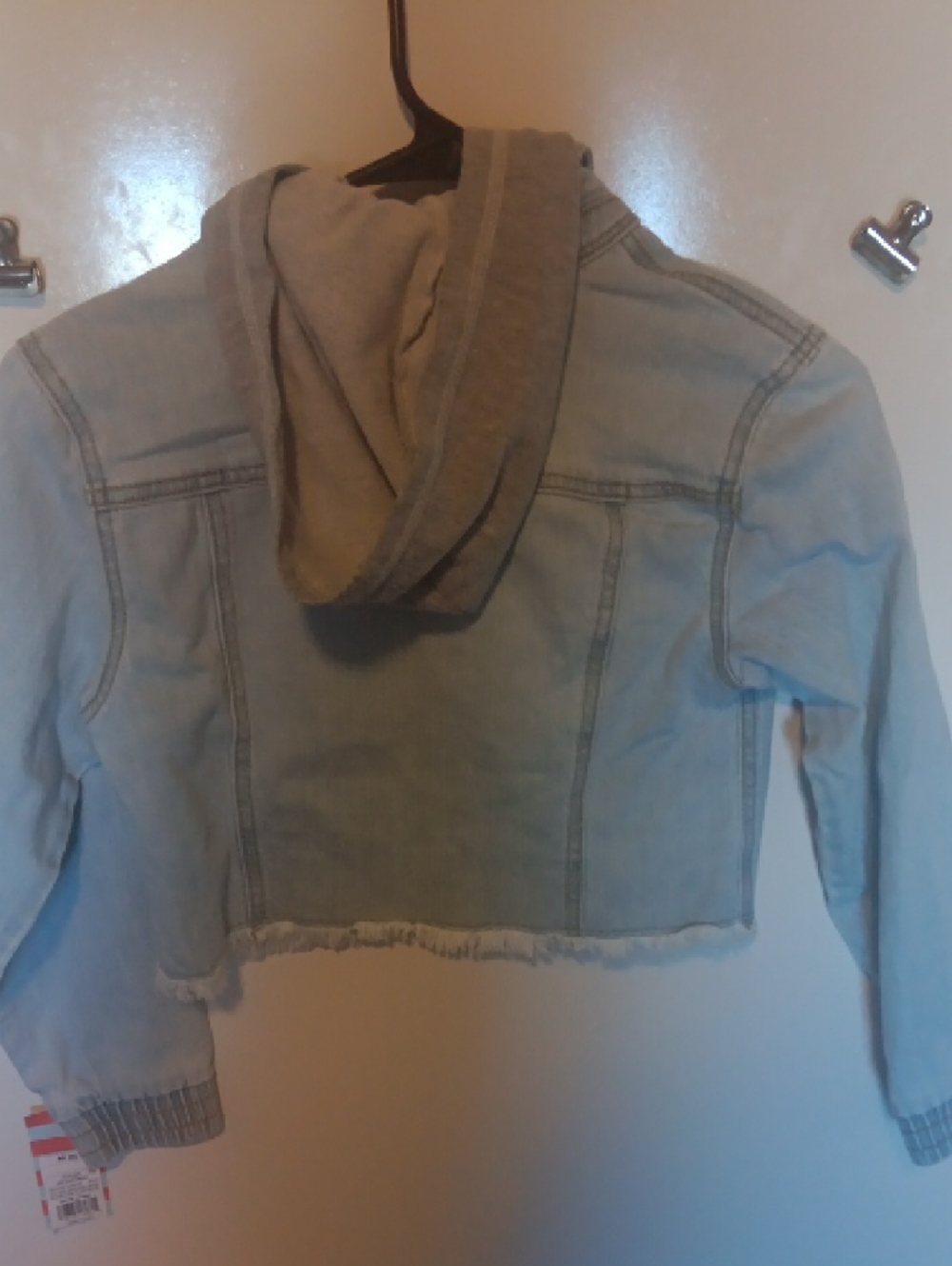 Cat & Jack Light Blue Cropped Denim Jacket with Hood Size 8 New - Picture 7 of 7